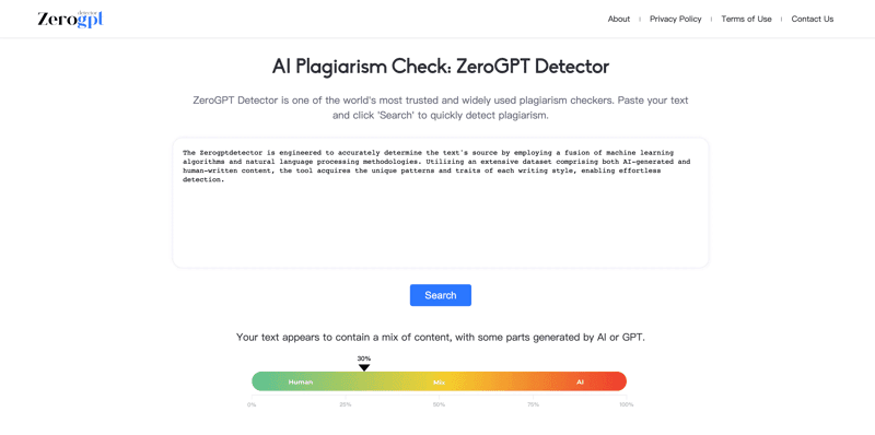 ZeroGPT Detector screenshot 1