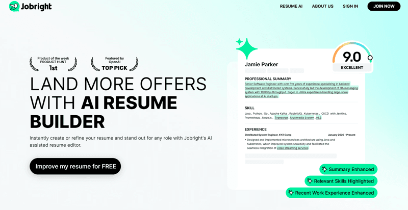 Jobright AI Resume Builder screenshot 1