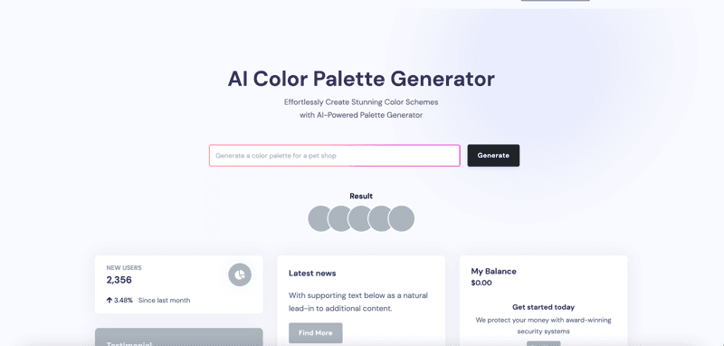 AI color palette generator screenshot 1