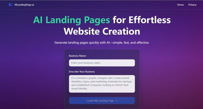 AILANDINGPAGE screenshot 1