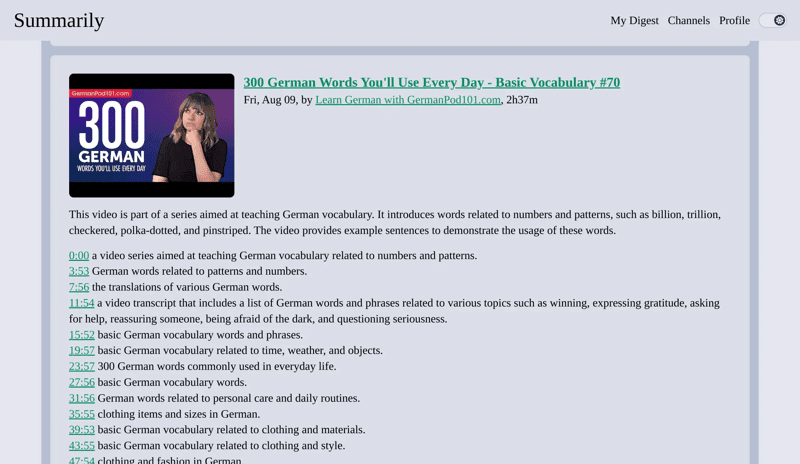 Summarily screenshot 1